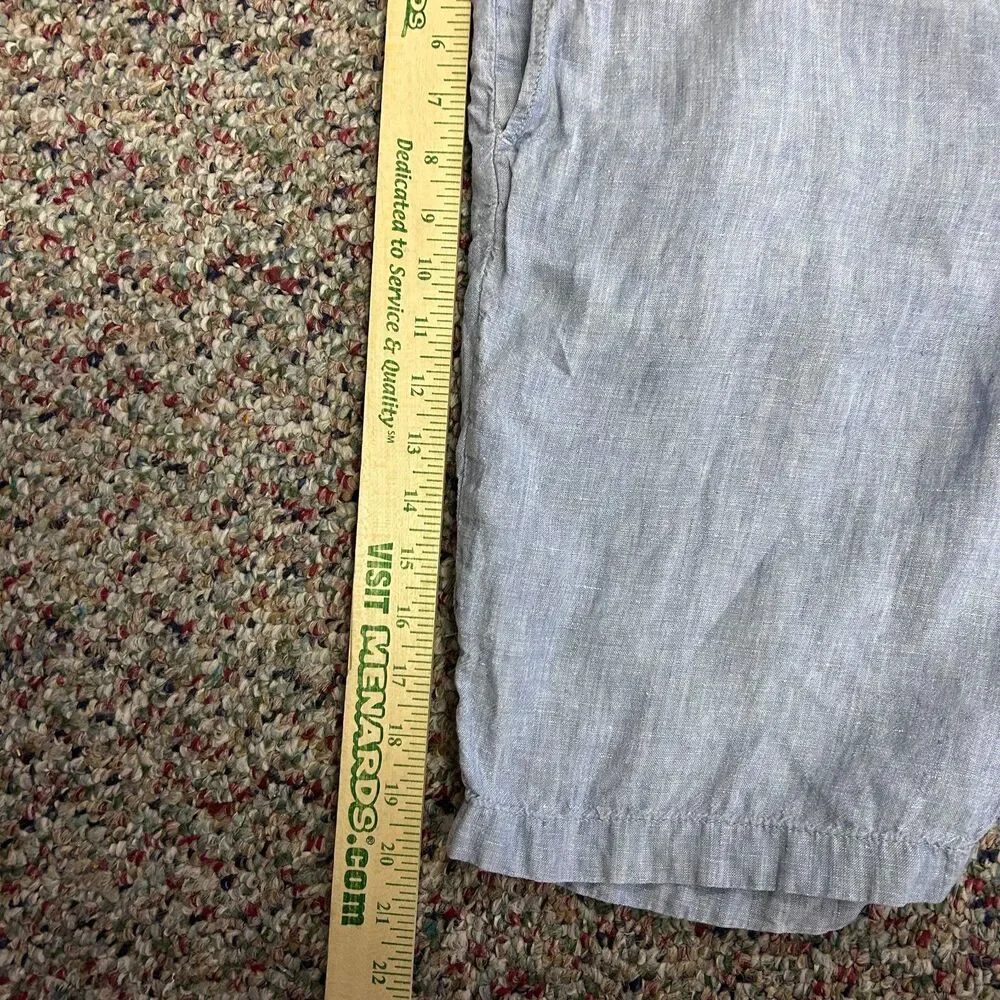 J. Crew Baird McNutt Men's Stanton Blue Linen Flat Front Shorts Size 35